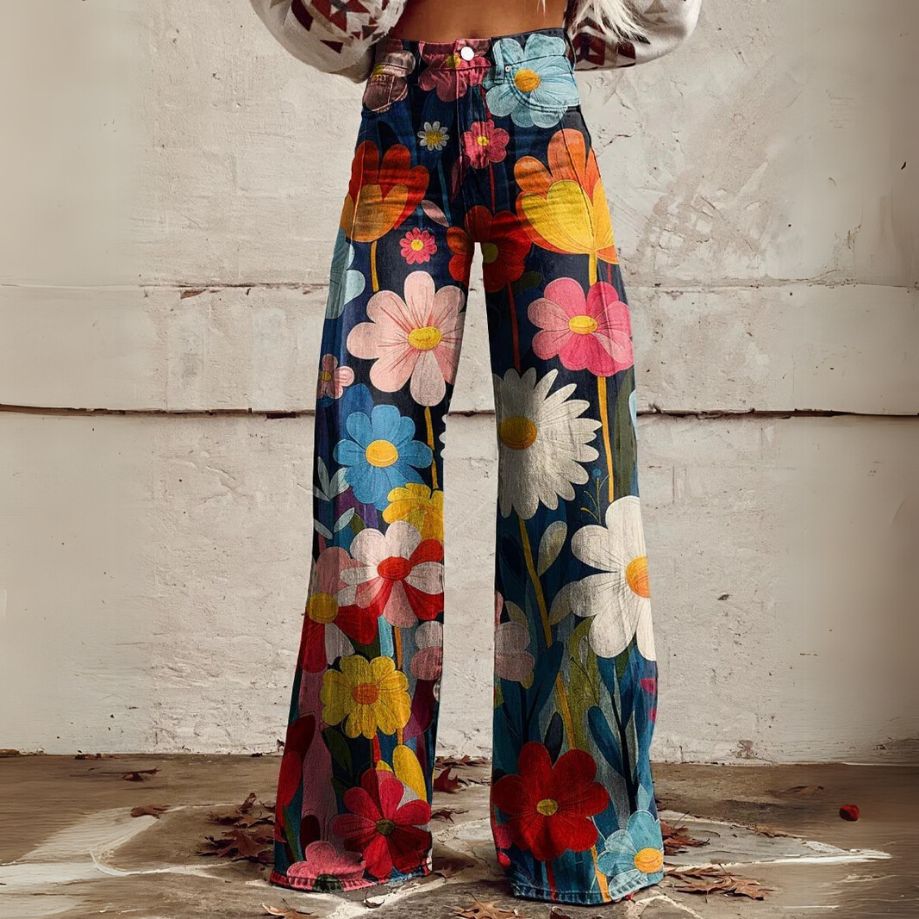 Fiore | Pantaloni a gamba larga con fiori