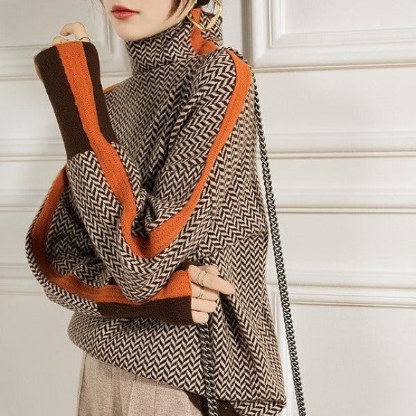 Clémence | Maglione a collo alto a righe contrastanti