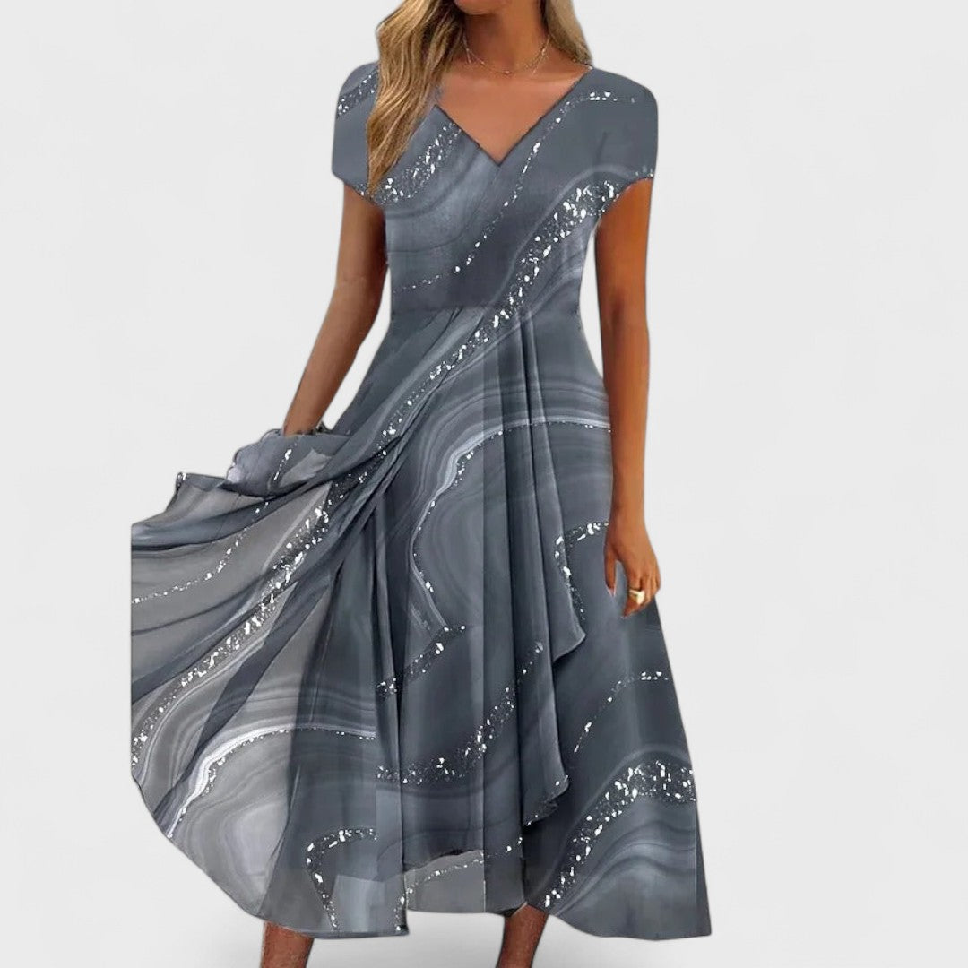 Isha – Elegante scollo a V Midi Abito