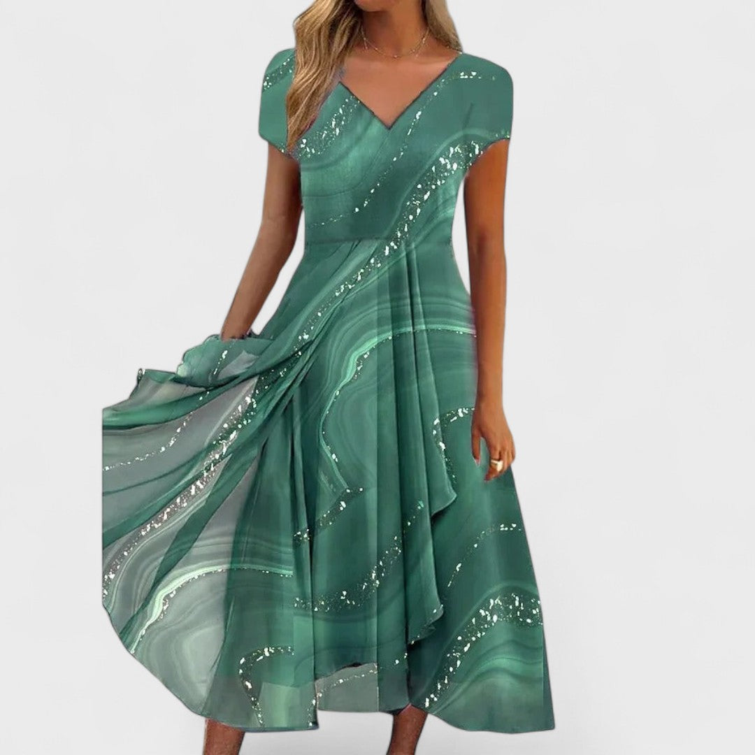 Isha – Elegante scollo a V Midi Abito